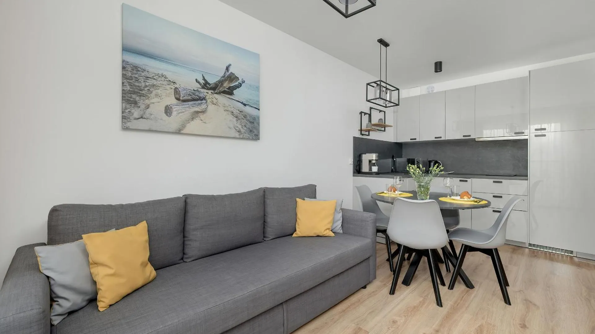 Exclusive And Modern Grey Apartment With Furnished Balcony In Kolobrzeg By Noclegi Renters
