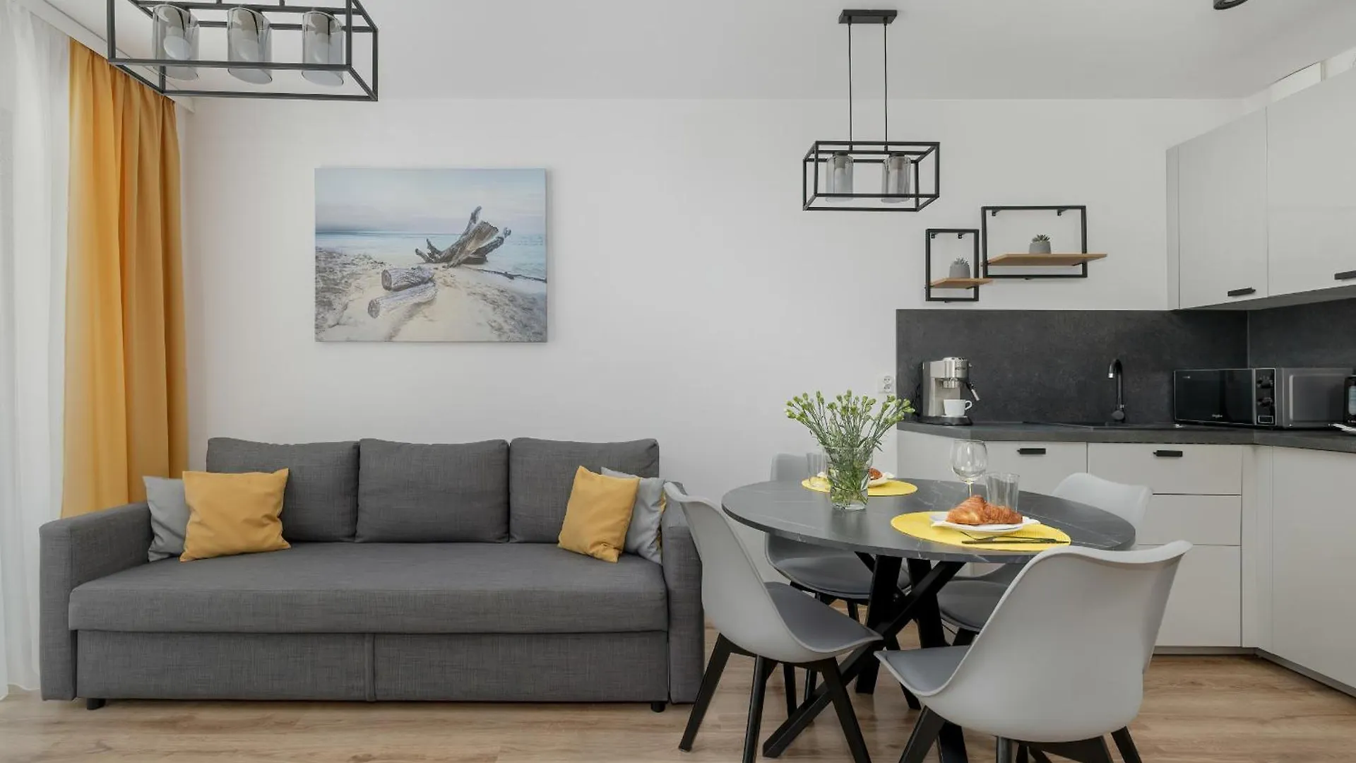 Exclusive And Modern Grey Apartment With Furnished Balcony In Kolobrzeg By Noclegi Renters Poland